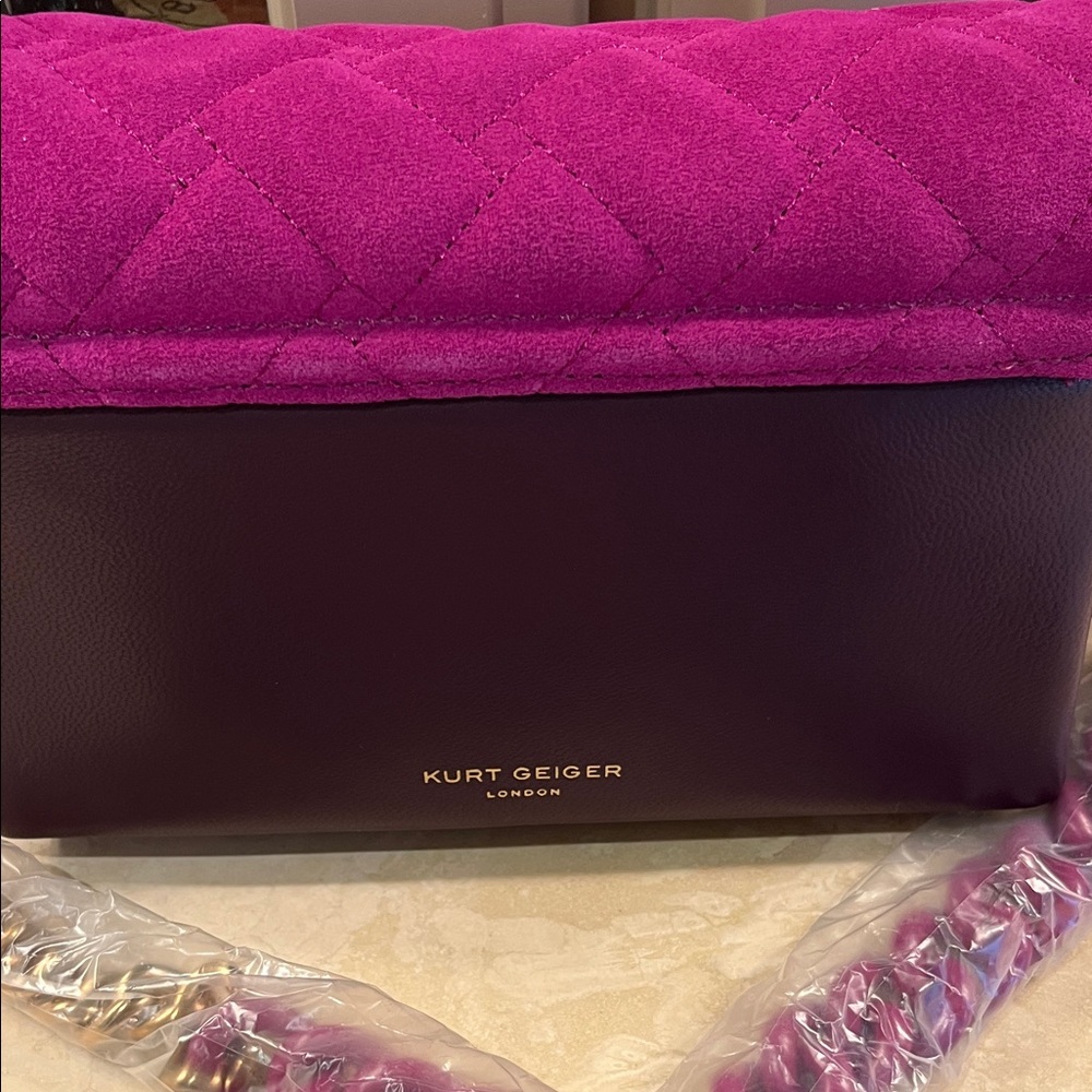 Kurt Geiger Mini Kensington Fuschia Suede and Purple Leather With Dustbag - Picture 5 of 9